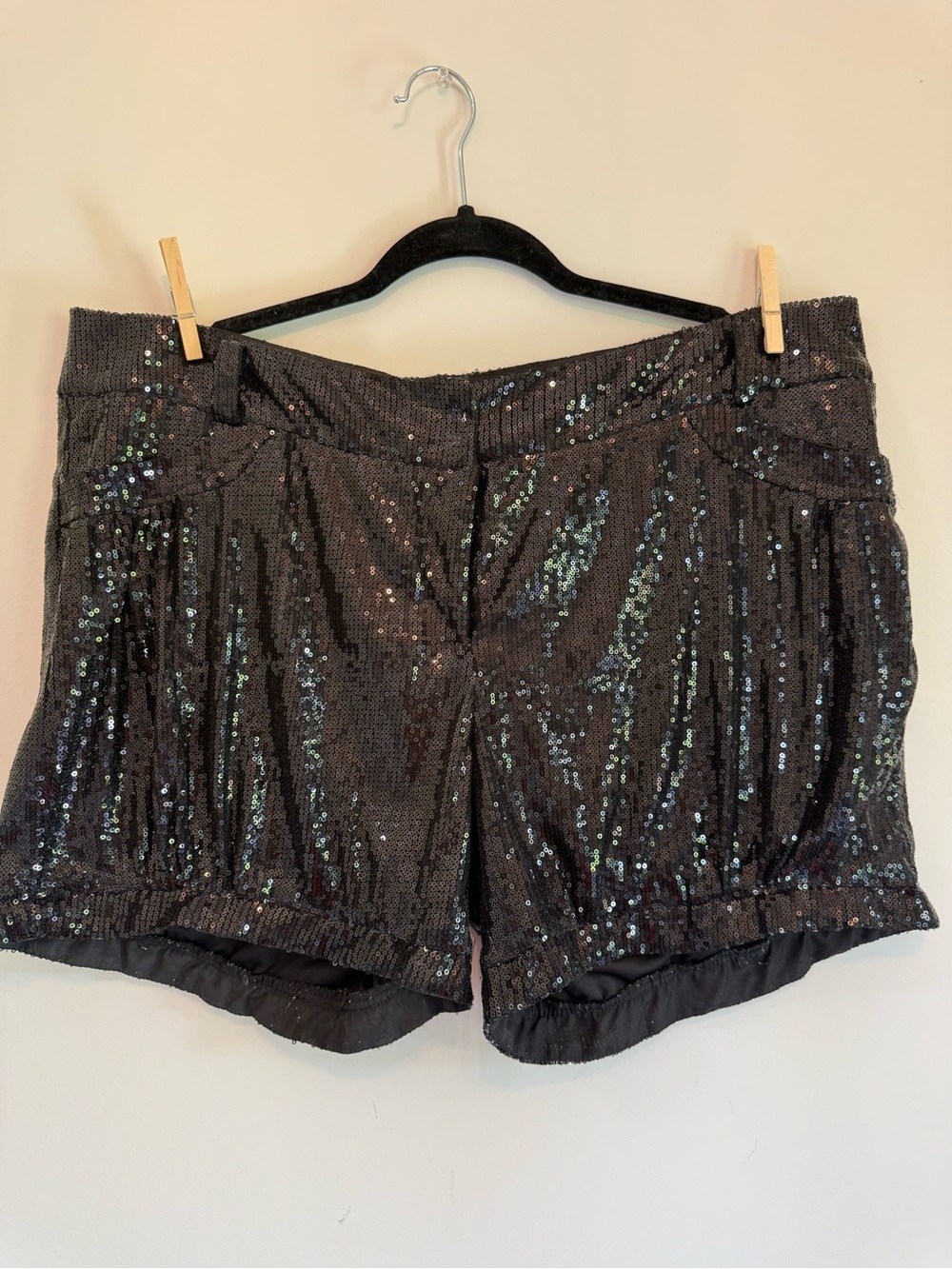 Women’s High-Waist Black Sequin Shorts